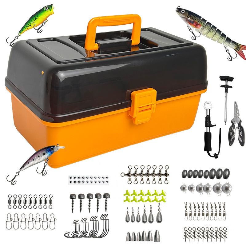Fishing Hook Box - 大型4層アウトドアフィッシングソフトベイトリードヘッドフック547点セットアクセサリールアーベイトオレンジタックルボックス