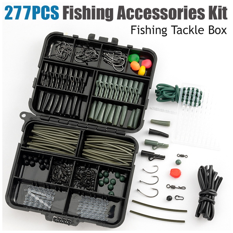 Fishing Hook Assortment - スイベルベイトフックセット 耐摩耗性アソートメントリグ 277個 コイ釣り フラッシュセール 釣りルアーキット