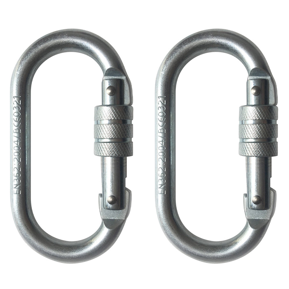 Fishing Hook - 2個入り、鋼合金製安全ロック付きカラビナクリップ。軽量で丈夫。登山、クライミング、ヨガ、ハンモック、釣り、キャンプに最適。