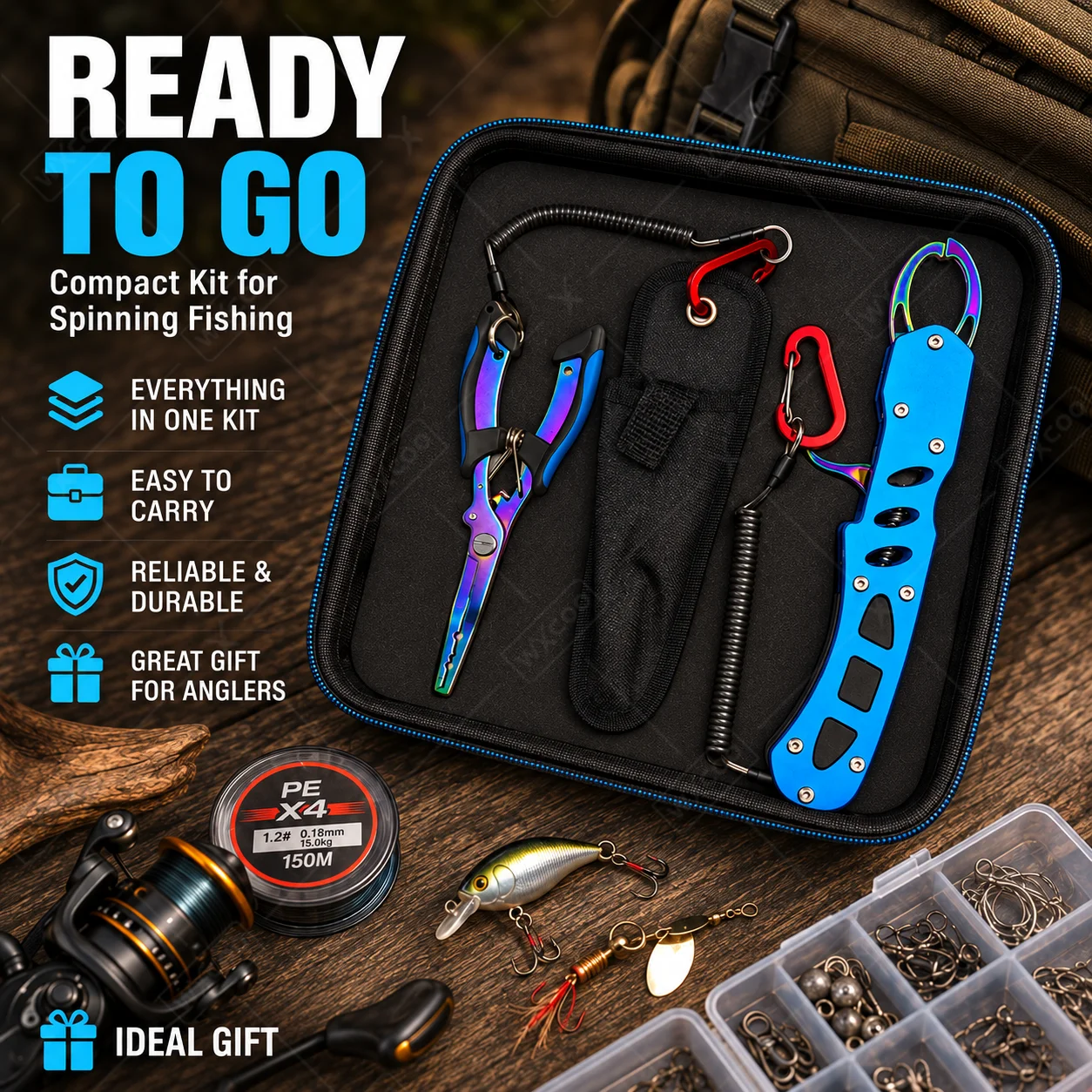 ブルーのチタンコーティングを施した、16cmの海水釣り用プラ - Fishing Hook Remover のレビューと価格