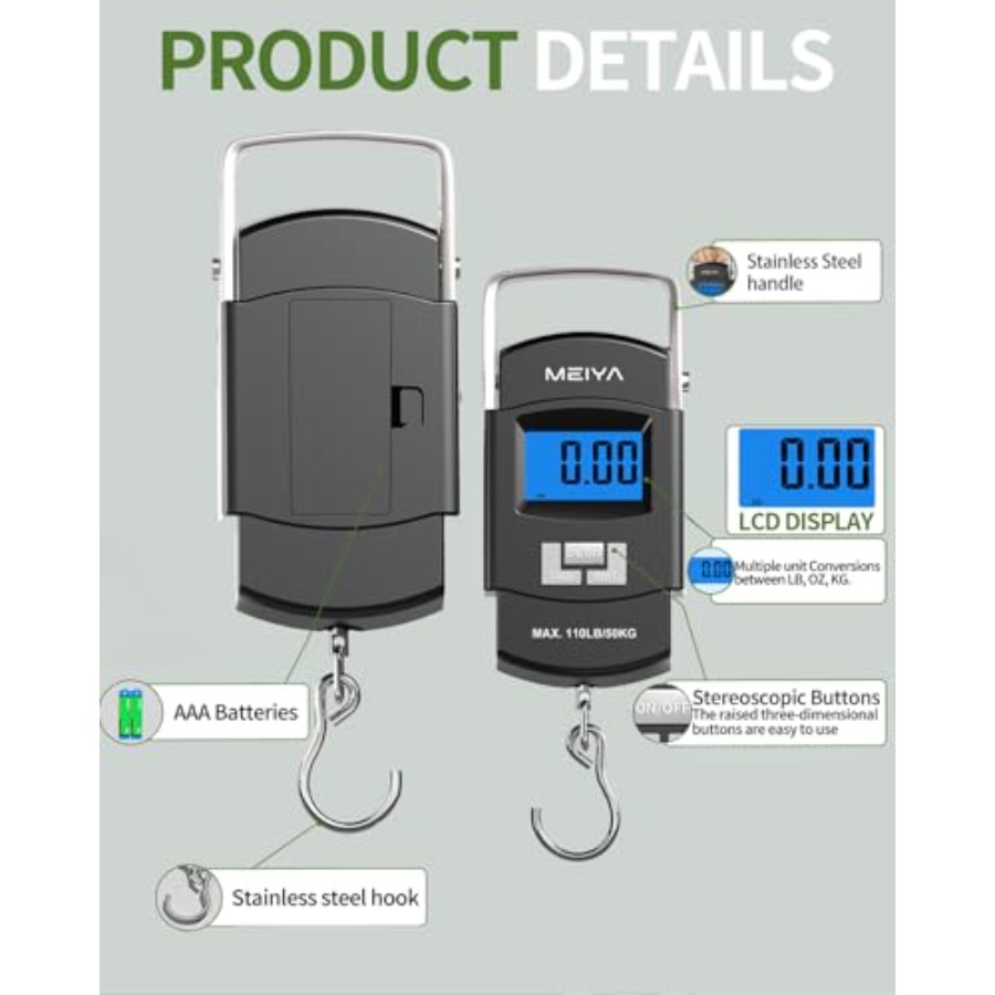 フィッシュスケール 110ポンド/50kg デジタルフィッシ - Fishing Hook のレビューと価格